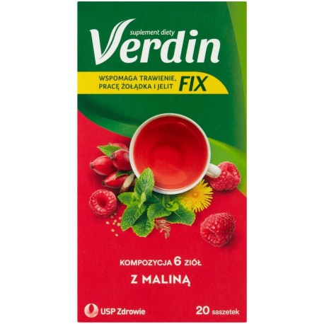 Verdin Fix Suplement diety kompozycja 6 ziół z maliną 40 g (20 x 2 g)