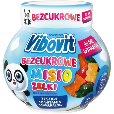 Vibovit Bezcukrowe misio żelki Suplement diety smak owocowy 120 g (30 sztuk)