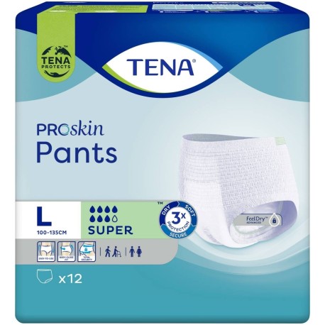 TENA ProSkin Pants Super Majtki chłonne L 12 sztuk