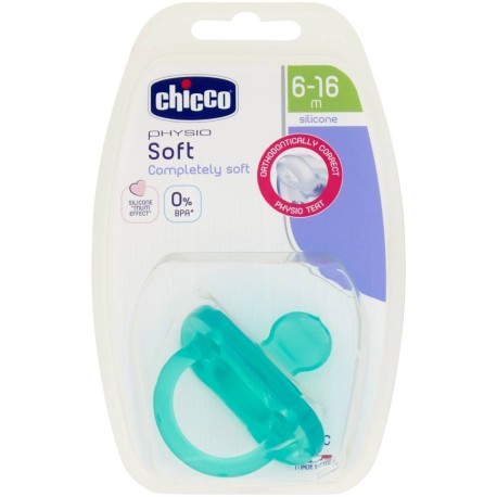 Chicco Physio Soft Smoczek do uspokajania silikonowy niebieski 6-16 m