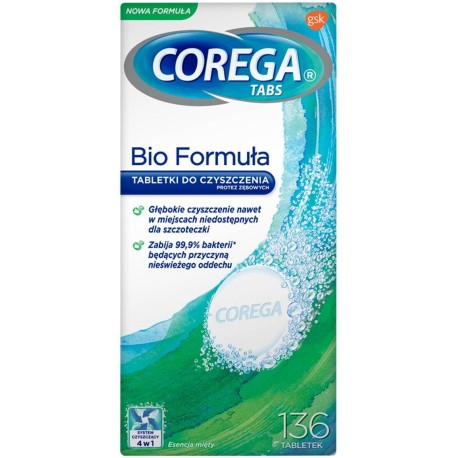 Corega Bio Formula Wyrób medyczny tabletki do codziennego stosowania 136 sztuk