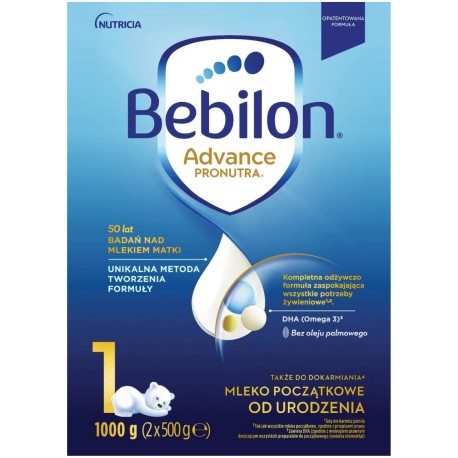 Bebilon 1 Advance Pronutra Mleko początkowe od urodzenia 1000 g (2 x 500 g)