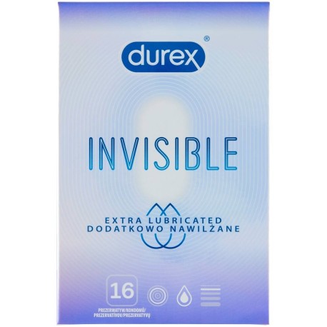 Durex Invisible Dodatkowo nawilżane Prezerwatywy 16 sztuk