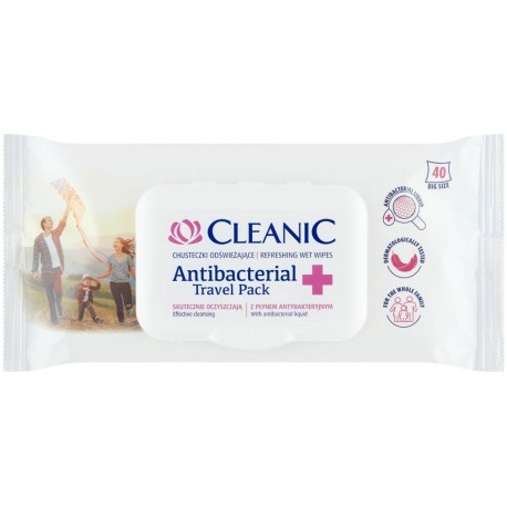 Cleanic Antibacterial Travel Pack Chusteczki odświeżające 40 sztuk