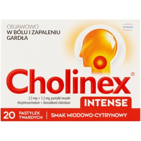 Cholinex Intense 2,5 mg + 1,2 mg Pastylki smak miodowo-cytrynowy 20 sztuk