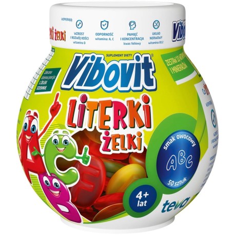 Vibovit Literki żelki Suplement diety smak owocowy 225 g (50 sztuk)