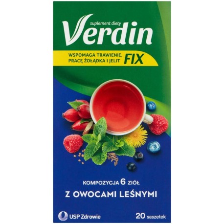 Verdin Fix Suplement diety kompozycja 6 ziół z owocami leśnymi 40 g (20 x 2 g)