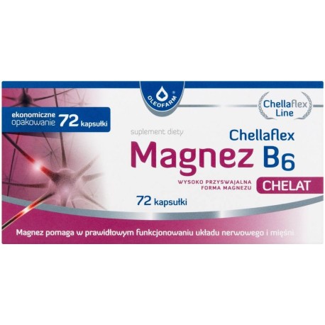 Oleofarm Chellaflex Suplement diety magnez B6 32 g (72 sztuki)