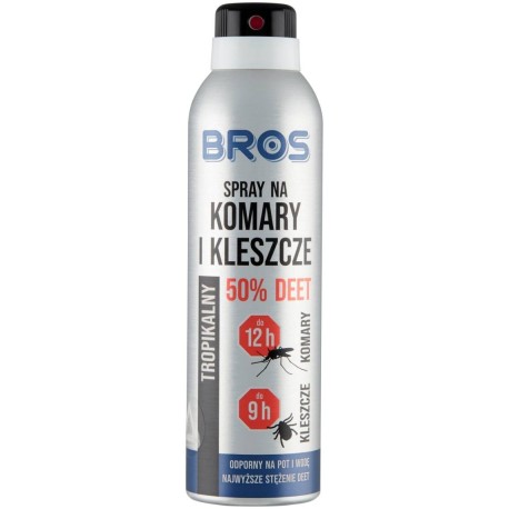 Bros Spray na komary i kleszcze 50% DEET tropikalny 180 ml