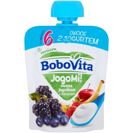 BoboVita JogoMi! Owoce z jogurtem owoce jagodowe z bananem po 6 miesiącu 80 g