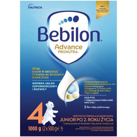 Bebilon 4 Advance Pronutra Junior Formuła na bazie mleka po 2. roku życia 1000 g (2 x 500 g)