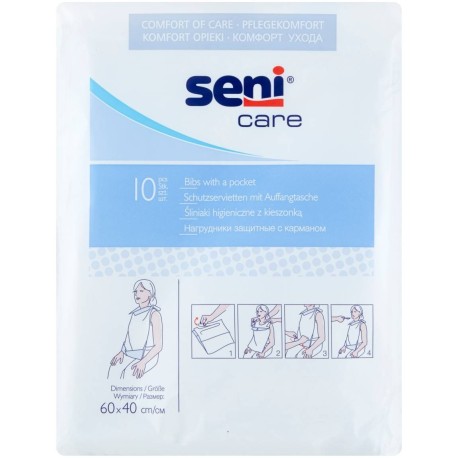 Seni Care Wyrób medyczny ślinianki higieniczne z kieszonką 60 x 40 cm 10 sztuk