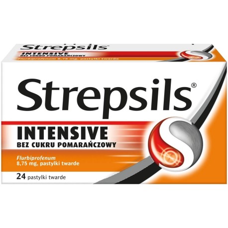 Strepsils Intensive bez cukru pomarańczowy Pastylki twarde 24 sztuki