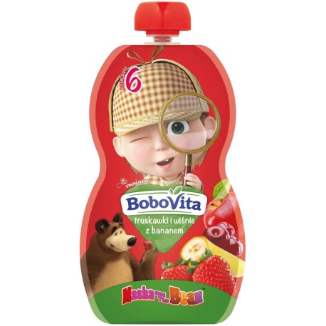 BoboVita Mus truskawki i wiśnie z bananem po 6 miesiącu 100 g