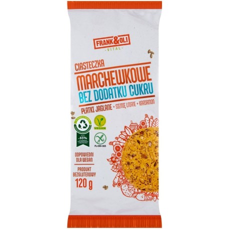 Frank&Oli Ciasteczka marchewkowe bez dodatku cukru 120 g