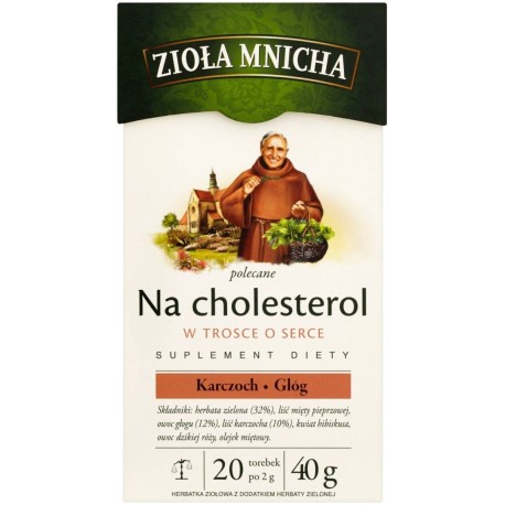 Big-Active Zioła Mnicha Na cholesterol Suplement diety Herbatka ziołowa 40 g (20 torebek)