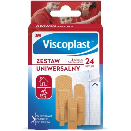 Viscoplast Zestaw plastrów uniwersalny 5 rozmiarów 24 sztuki