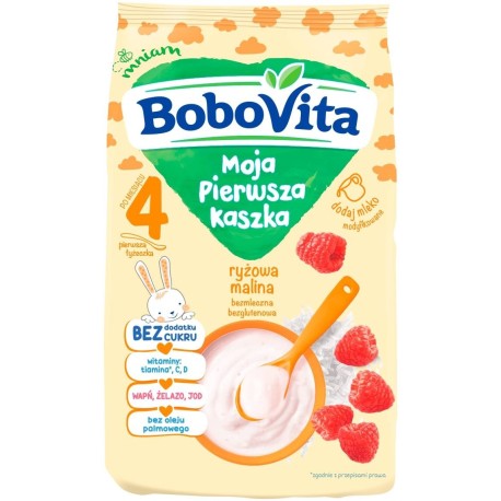 BoboVita Moja Pierwsza Kaszka ryżowa malina po 4. miesiącu 180 g