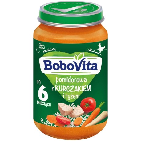 BoboVita Pomidorowa z kurczakiem i ryżem po 6 miesiącu 190 g