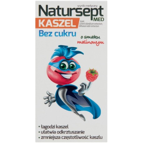 Natursept Med Kaszel Wyrób medyczny lizaki bez cukru o smaku malinowym 48 g (6 x 8 g)