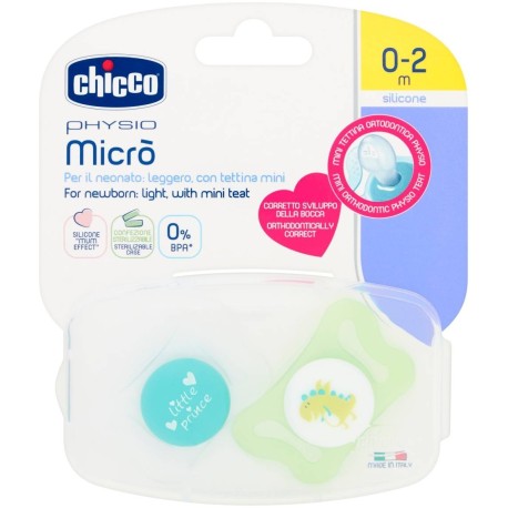 Chicco Physio Micro Smoczek do uspokajania silikonowy 0-2 m 2 sztuki