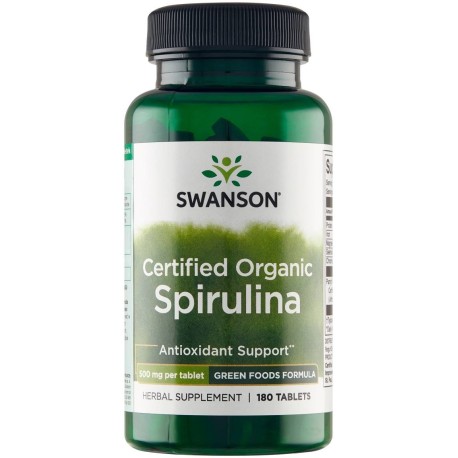 Swanson Suplement diety spirulina 500 mg 92 g (180 tabletek)