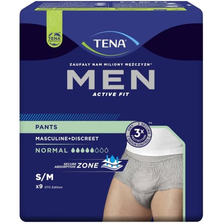 TENA Men Pants Normal Męska bielizna chłonna S/M 9 sztuk