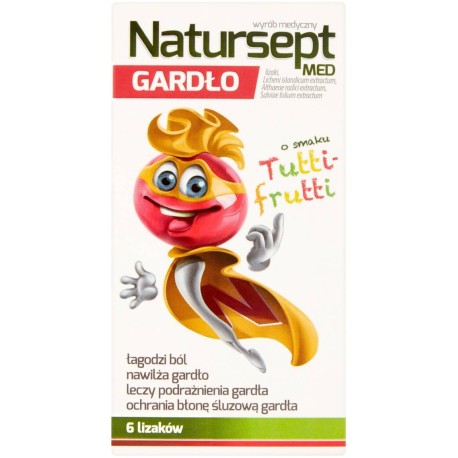 Natursept Med Gardło Lizaki o smaku tutti-frutti 48 g (6 x 8 g)