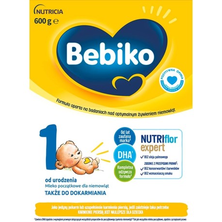 Bebiko 1 Mleko początkowe dla niemowląt od urodzenia 600 g