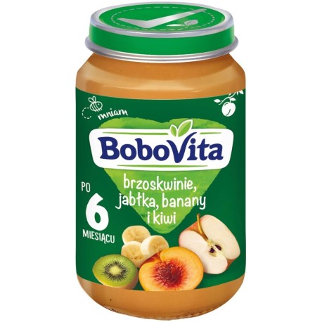 BoboVita Brzoskwinie jabłka banany i kiwi po 6 miesiącu 190 g