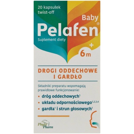 Pelafen Baby Suplement diety płyn drogi oddechowe i gardło smak owocowy 20 sztuk