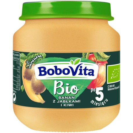 BoboVita Bio Banan z jabłkami i kiwi po 5 miesiącu 125 g