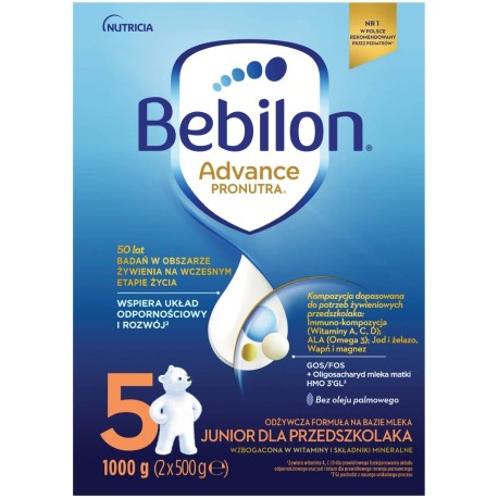 Bebilon 5 Advance Pronutra Junior Formuła na bazie mleka dla przedszkolaka 1000 g (2 x 500 g)