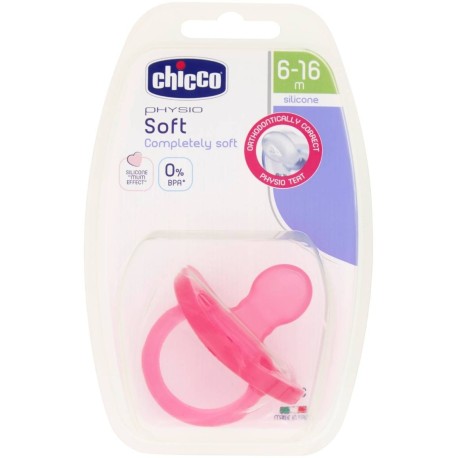 Chicco Physio Soft Smoczek do uspokajania silikonowy różowy 6-16 m