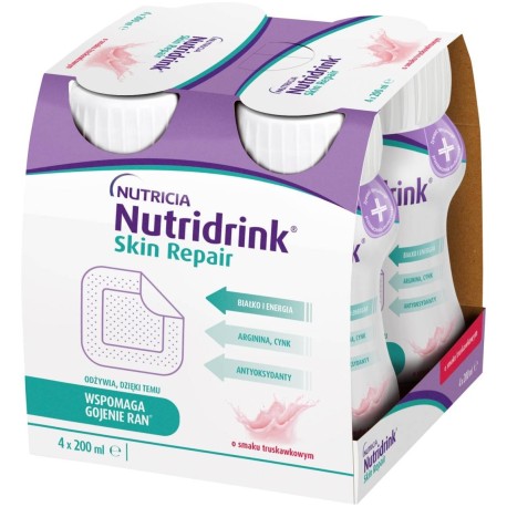 Nutridrink Skin Repair Żywność specjalnego przeznaczenia medycznego truskawka 800 ml (4 x 200 ml)