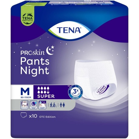 TENA ProSkin Pants Night Super Majtki chłonne M 10 sztuk