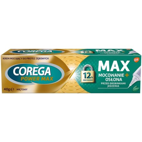 Corega Power Max Wyrób medyczny krem mocujący do protez zębowych miętowy 40 g